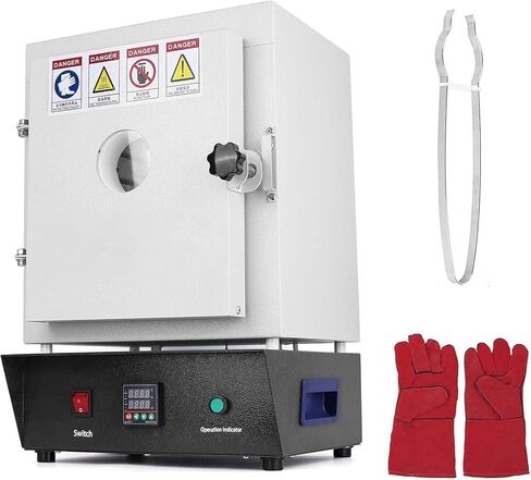 Electric Kiln Sintering Furnace,1500W Compact Tabletop Melting Oven,Jewelry Casting Burnout Furnace with Observation Window in Kuwait