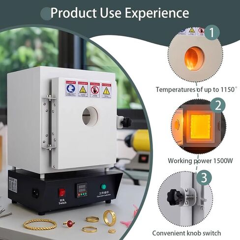 Electric Kiln Sintering Furnace,1500W Compact Tabletop Melting Oven,Jewelry Casting Burnout Furnace with Observation Window in Kuwait