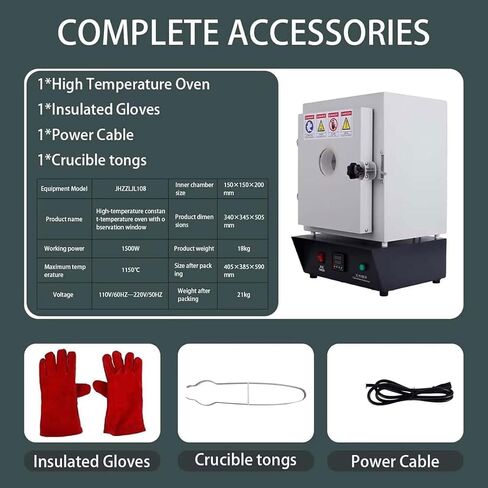 Electric Kiln Sintering Furnace,1500W Compact Tabletop Melting Oven,Jewelry Casting Burnout Furnace with Observation Window in Kuwait