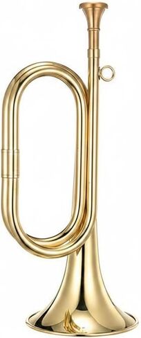 Small Brass Cavalry Trumpet Glossy Brass Bugle Looped Tubing Cavalry Trumpet, Gold in Saudi Arabia