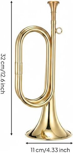 Small Brass Cavalry Trumpet Glossy Brass Bugle Looped Tubing Cavalry Trumpet, Gold in Saudi Arabia