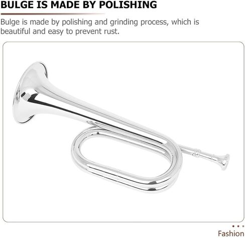 Ciieeo Copper Bugle Horn Instrument Lightweight Polished Copper Trumpet for Beginner Students Silver Band Bugle Musical Instrument in Kuwait