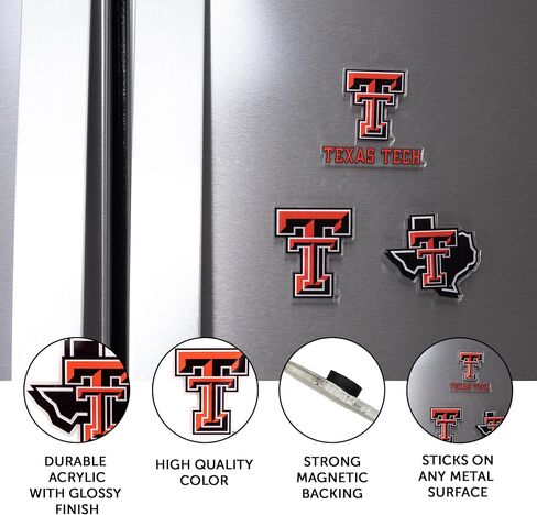 Desert Cactus Texas Tech University Acrylic Magnet 3 Pack TTU Red Raiders Decorative Design Officially Licensed (Magnet Set A) in Kuwait