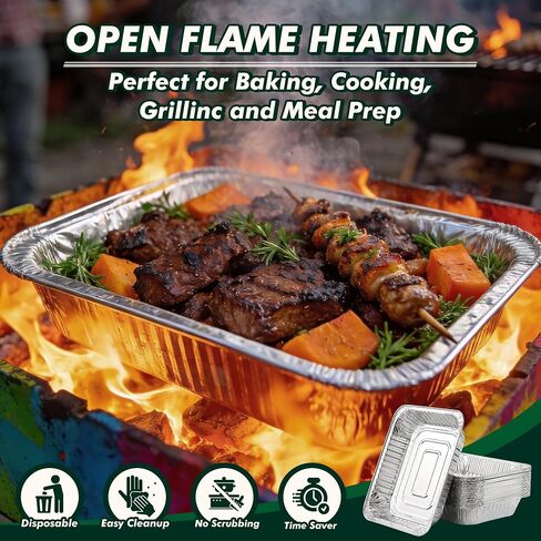 9x13 Aluminum Foil Pans 30 Pack, Disposable Half Size Deep Steam Foil Pans for Cooking, Roasting Turkey, Baking, Meal Prep, Parties & Food Prepping - Thanksgiving, Christmas, Parties, Catering in Kuwait