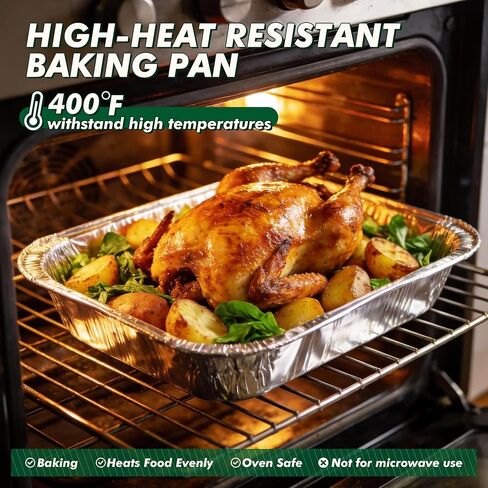 9x13 Aluminum Foil Pans 30 Pack, Disposable Half Size Deep Steam Foil Pans for Cooking, Roasting Turkey, Baking, Meal Prep, Parties & Food Prepping - Thanksgiving, Christmas, Parties, Catering in Kuwait