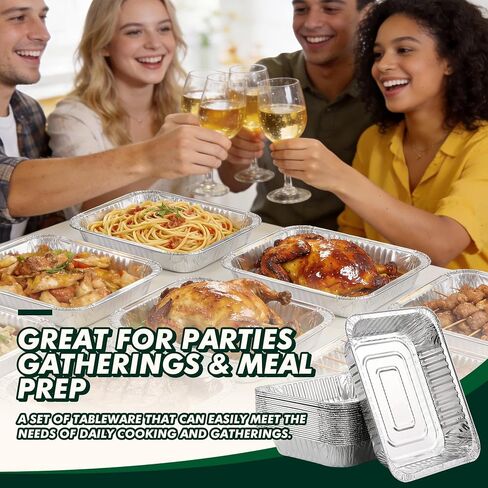 9x13 Aluminum Foil Pans 30 Pack, Disposable Half Size Deep Steam Foil Pans for Cooking, Roasting Turkey, Baking, Meal Prep, Parties & Food Prepping - Thanksgiving, Christmas, Parties, Catering in Kuwait