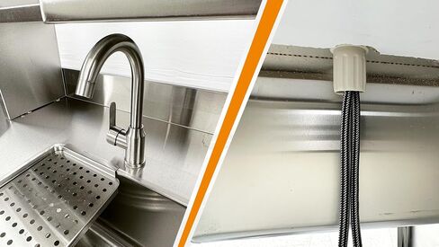 Commercial Bubble Tea Workstation with Double Sinks, Hot and Cold Water System, 70.8W x 31.5D x 31.5H inches, Stainless Steel HT-M-1800 ETL in Kuwait