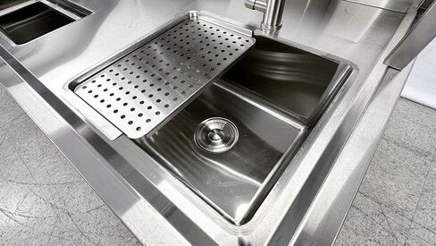 Commercial Bubble Tea Workstation with Double Sinks, Hot and Cold Water System, 70.8W x 31.5D x 31.5H inches, Stainless Steel HT-M-1800 ETL in Kuwait