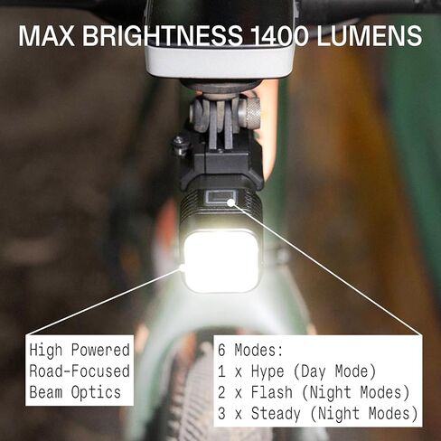 Knog Blinder 1400 & Blinder R-150 Bike Light Set, 2nd Gen, USB-C Rechargeable LED, 1400 Lumen Front, 150 Lumen Rear, Multiple Modes, IP67 Waterproof, Go-Pro & Bar Mounts | bike-headlight-taillight-combinations in Kuwait