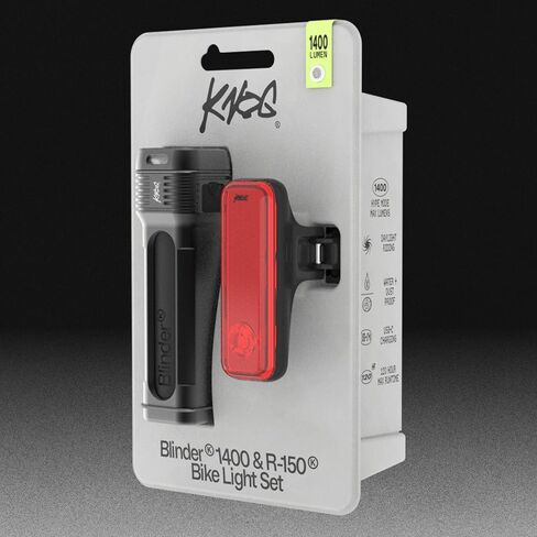 Knog Blinder 1400 & Blinder R-150 Bike Light Set, 2nd Gen, USB-C Rechargeable LED, 1400 Lumen Front, 150 Lumen Rear, Multiple Modes, IP67 Waterproof, Go-Pro & Bar Mounts | bike-headlight-taillight-combinations in Kuwait