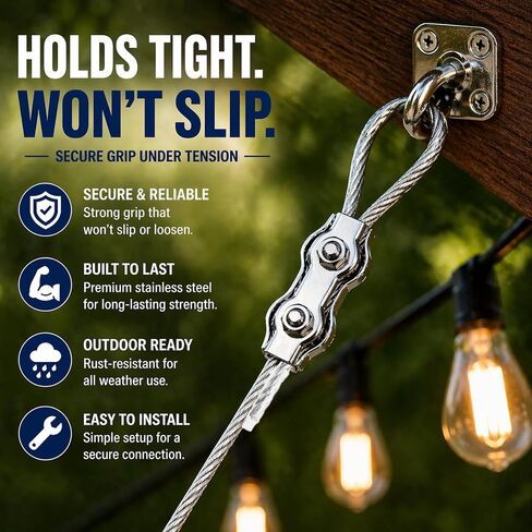 1/8" (3mm) 304 Stainless Steel Wire Rope Kit with Reusable Cable Clamps, 7x19 Flexible Aircraft Cable for DIY Hanging & Outdoor Use (20 FT, 1/8" Wire Rope Kit) in Kuwait