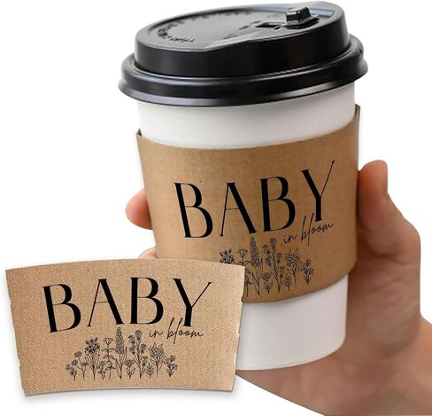 20 Pcs A Baby Is Brewing Coffee Cup Sleeves, Disposable Kraft Paper Sleeves for Baby Shower Coffee Bar Decorations, Gender Reveal Party Favors, Fits 10/12/16/20 oz Hot Cold Paper Cups in Kuwait