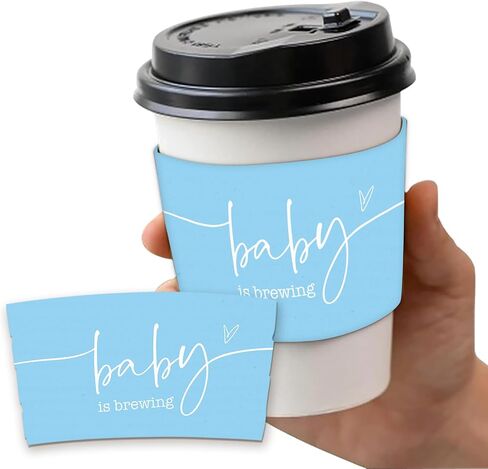 20 Pcs A Baby Is Brewing Coffee Cup Sleeves, Disposable Kraft Paper Sleeves for Baby Shower Coffee Bar Decorations, Gender Reveal Party Favors, Fits 10/12/16/20 oz Hot Cold Paper Cups in Kuwait