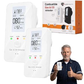 4-in-1 Portable Steadfast Haven Pro Air Monitor with HD Display, Temperature & Humidity Tracking, Plug-in Design, High-Precision Sensors for Home, Hotel, Travel, Camping and Car (2 White) in Kuwait