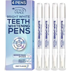 Venus Visage Award Winning Teeth Whitening Pen, 20+ Uses - Teeth whitening Gel Professionally formulated - Best Teeth whitening kit Teeth Whitener - Low Sensitivity (Mint) (0.07 Fl Oz (Pack of 4)) in Kuwait