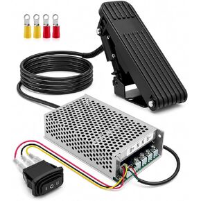 وحدة تحكم في سرعة المحرك PWM DC مع دواسة خانقة، مجموعة أدوات التحكم في المحرك 10-50 فولت 60 أمبير مع مفتاح عكسي أمامي، عرض الجهد الكهربائي، مروحة تبريد وحماية الصمامات للسكوتر، الروبوت، محرك مصقول بنفسك in Kuwait