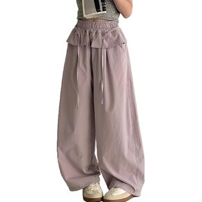 Casual Cargo Pants for Girls Trendy Stylish Outdoor Drawstring Elastic Waist Walking Joggers Cute Loose Streetwear Winter in Kuwait