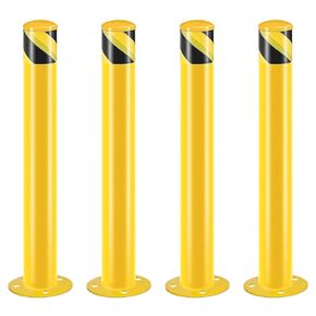 Safety Bollard Post Steel Bollard, 3 Inch Diameter Safety Barrier Bollard, Yellow High Visibility Parking Bollard with Anchor Bolts for Driveway Garage Traffic Control (4, 42 Inch Height) in Kuwait
