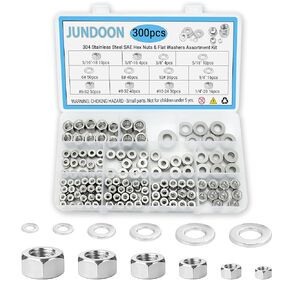 250-Piece Metric Nylon Lock Nut Assortment Kit, 304 Stainless Steel/Black Zinc Plated Carbon M3 M4 M5 M6 M8 M10, Self-Locking Hex Nuts with Nylon Insert for DIY, Automotive, and Machinery in Kuwait