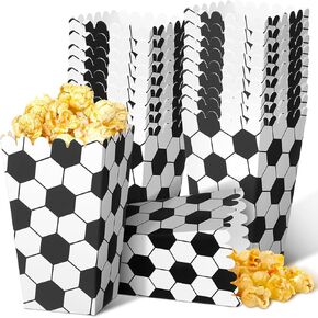 20 Pcs Popcorn Boxes Soccer Sport Party Supplies Black White Snack Disposable Paper Containers Celebrations Decorations in Kuwait