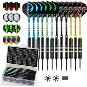 Darts 24g Steel Tip Darts Set 12 Pack – Professional Darts Metal tip Aluminum Shafts with Dart Sharpener, Darts Flights & Protectors for Bristle Dart Boards for Adults in Saudi Arabia