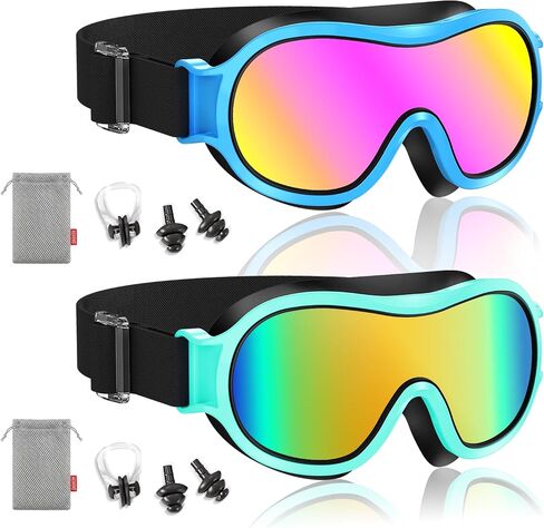 Aegend Kids Swim Goggles with Soft Fabric Strap, Anti-Fog No Leak Wide View Swimming Goggles for Kids 3-14 in Kuwait