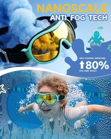 Aegend Kids Swim Goggles with Soft Fabric Strap, Anti-Fog No Leak Wide View Swimming Goggles for Kids 3-14 in Kuwait