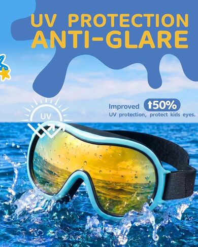 Aegend Kids Swim Goggles with Soft Fabric Strap, Anti-Fog No Leak Wide View Swimming Goggles for Kids 3-14 in Kuwait