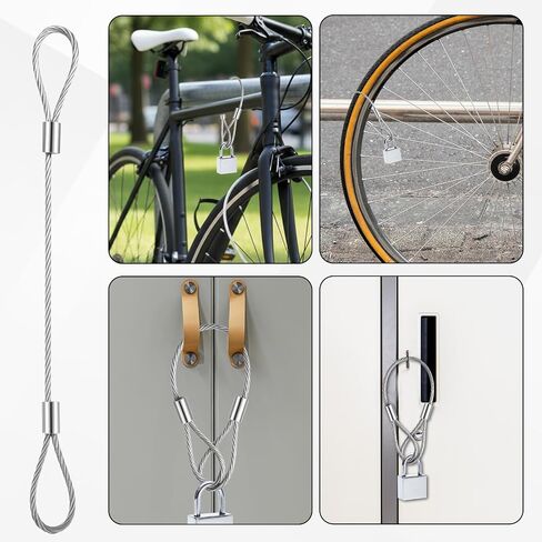 6 Pack 6 Inch Steel Cable with Loops Vinyl Coated Wire Rope Security Cable Luggage Lock Cables 2mm Thickness in Saudi Arabia