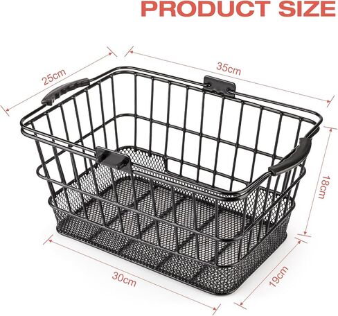 CXWXC Front Bike Basket with Handle– Detachable Bicycle Basket for Groceries, Commuting, Shopping – Heavy Duty Wire Basket with Mounting Kit for Beach Cruiser City Commuter in Kuwait