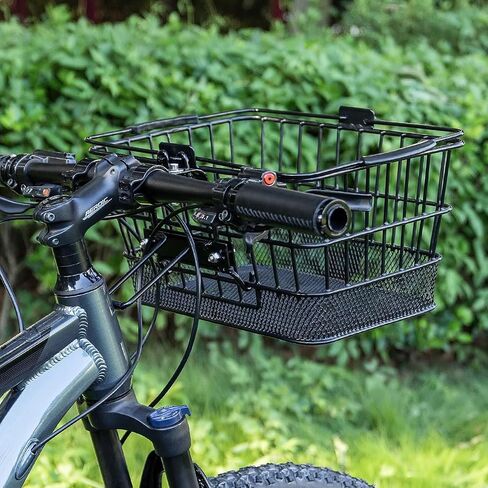 CXWXC Front Bike Basket with Handle– Detachable Bicycle Basket for Groceries, Commuting, Shopping – Heavy Duty Wire Basket with Mounting Kit for Beach Cruiser City Commuter in Kuwait