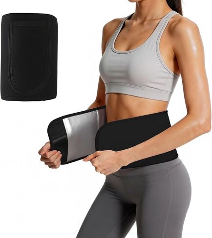 Waist Trimmer Belt, Silver-ion Sweat, Anti-Slip Waist Belt with Pocket, L, Pink in Kuwait