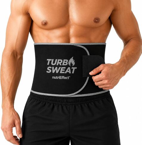 TURBOSWEAT Waist Trimmer Belt Women Men, Neoprene Sweat Band, Latex Free, Includes Mesh Wash Bag in Kuwait
