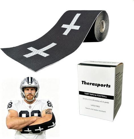 Faith Cross Turf Tape Football - Extra Wide Christian Athletic Turf Tape - Ultra Sticky & Latex Free, Protects from Turf Burn, Waterproof & Flexible (White, 4 inch) in Saudi Arabia
