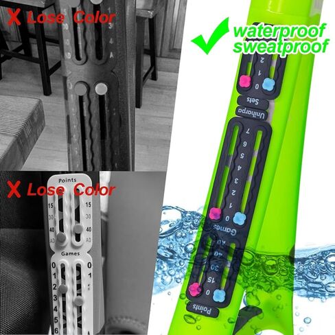 Uniharpa Tennis Score Keeper للمضرب، حزمة من 3 مضارب تنس سوداء Pickleball Paddle Scorekeeper، عداد صغير للوحة النتائج لمدرب التنس، نقاط تسجيل تعقب النقاط، 1.9 جرام، 3 قطع in Kuwait