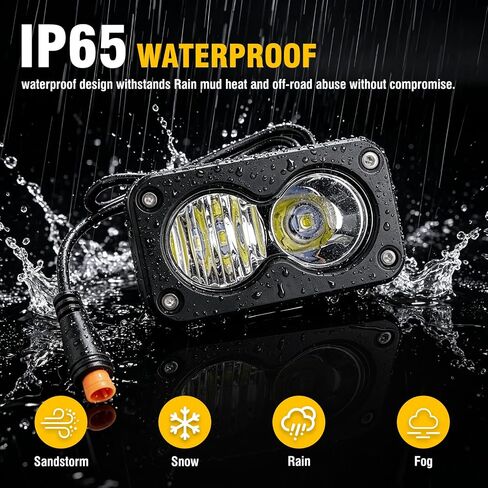20W LED E-Bike Headlight with 3-Pin Julet Waterproof Connector - Plug & Play 12-60V Wide Voltage for Ridstar Q20, Revv1, Ariel Rider (White) in Kuwait