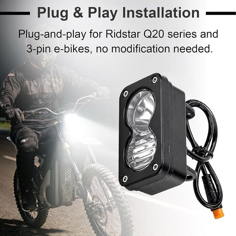 YWG Ebike Headlight Upgrade, 3 Pin White | Compatible with Ridstar Q20 in Kuwait