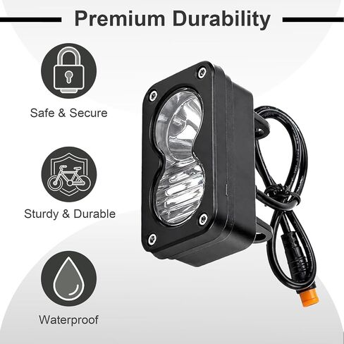 YWG Ebike Headlight Upgrade, 3 Pin White | Compatible with Ridstar Q20 in Kuwait