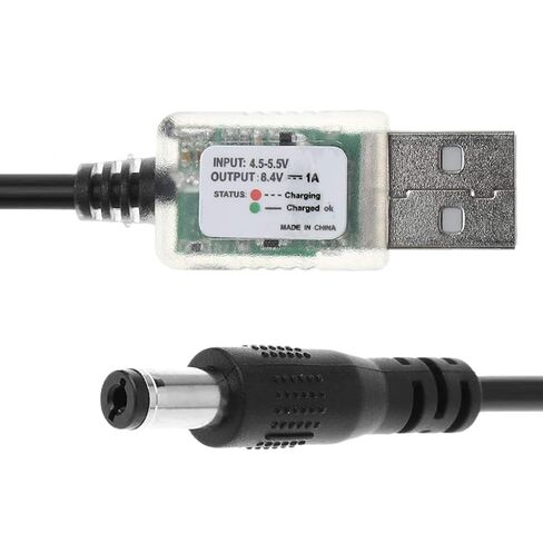 8.4V USB to Charging Cable for Light Battery Pack Head Lamp Power 5V Input 8.4V Output Black in Kuwait