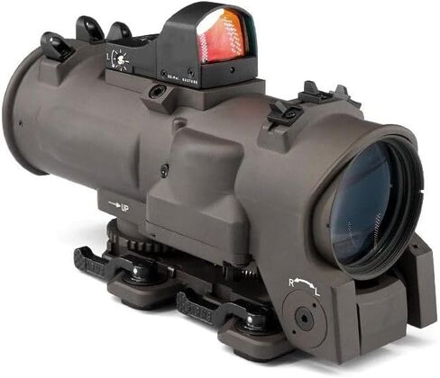 1-4X GEN 3 نطاق رؤية ثلاثية الأبعاد DR مجال رؤية مزدوج ثابت Riflescope مع Mini Doc Compact Red Dot Reflex Optic Sight Combo، إضاءة حمراء، مع QD سريع الإصدار، يناسب سكة Picatinny مقاس 20 مم، أسمر ضارب للصفرة in Kuwait