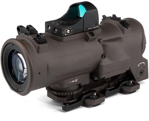 1-4X GEN 3 نطاق رؤية ثلاثية الأبعاد DR مجال رؤية مزدوج ثابت Riflescope مع Mini Doc Compact Red Dot Reflex Optic Sight Combo، إضاءة حمراء، مع QD سريع الإصدار، يناسب سكة Picatinny مقاس 20 مم، أسمر ضارب للصفرة in Kuwait