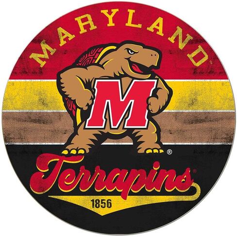 KH Sports Fan Maryland Terrapins Multi-Color Retro Circle Sign, 20x20 Inches, Terrapins Decor for Dorm Room, Bedroom, Fan Cave, Living Room; Display Your Team Spirit with This Unique Maryland Terrapins Wall Art in Kuwait