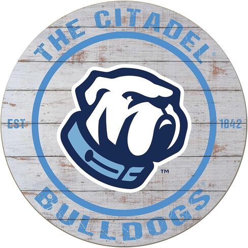 KH Sports Fan Citadel Bulldogs Weathered Circle Sign, 20x20 Inches, Bulldogs Decor for Dorm Room, Fan Cave, Living Room; Display Your Team Spirit with This Citadel Bulldogs Wall Art in Kuwait