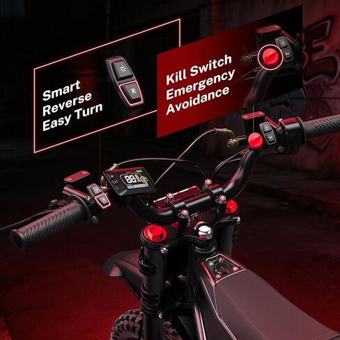 Heybike Villain Electric Dirt Bike with 4160W Motor 1352WH Battery, Up to 50 Miles Range, 14"/12" Fat Tire Electric Bike with Hydraulic Brakes & Dual Suspension, Off-Road E-Bike in Kuwait