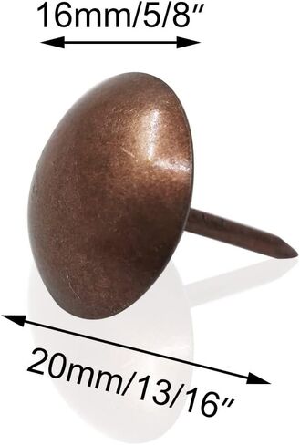 ZAYI 5/8"x13/16" Antique Red Copper Upholstery Tacks, Furniture Nails Thumb Tacks Pins Assortment Kit for DIY Wood Furniture Décor 100PCS (5/8inch, Red Copper) in Kuwait