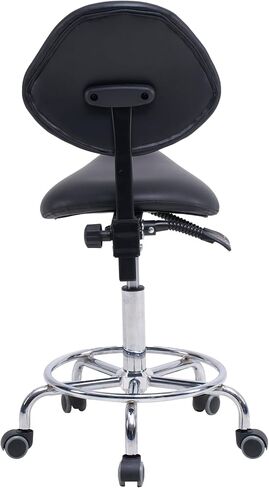 Stool Chair with Backrest Swivel Hydraulic Ergonomic Tilt Seat Chair with Wheels Footrest for Medical Hospital Clinic Dental Black in Kuwait