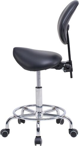 Stool Chair with Backrest Swivel Hydraulic Ergonomic Tilt Seat Chair with Wheels Footrest for Medical Hospital Clinic Dental Black in Kuwait