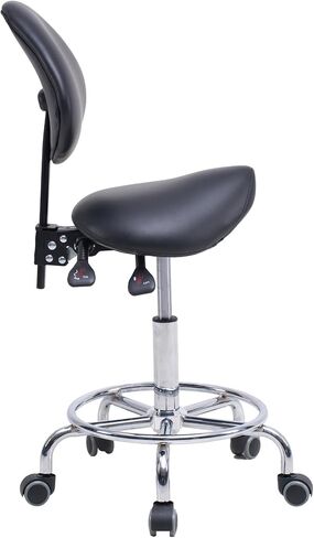 Stool Chair with Backrest Swivel Hydraulic Ergonomic Tilt Seat Chair with Wheels Footrest for Medical Hospital Clinic Dental Black in Kuwait