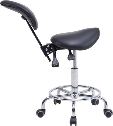 Stool Chair with Backrest Swivel Hydraulic Ergonomic Tilt Seat Chair with Wheels Footrest for Medical Hospital Clinic Dental Black in Kuwait