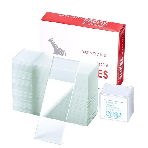 Microscope Slides and Coverslips Set, Pre-Cleaned Optical Glass, 50 PCS White Frosted Slides with Ground Edges and 100 PCS 22x22mm Cover Glass for Lab, Classroom, and Homeschool STEM Education in Kuwait